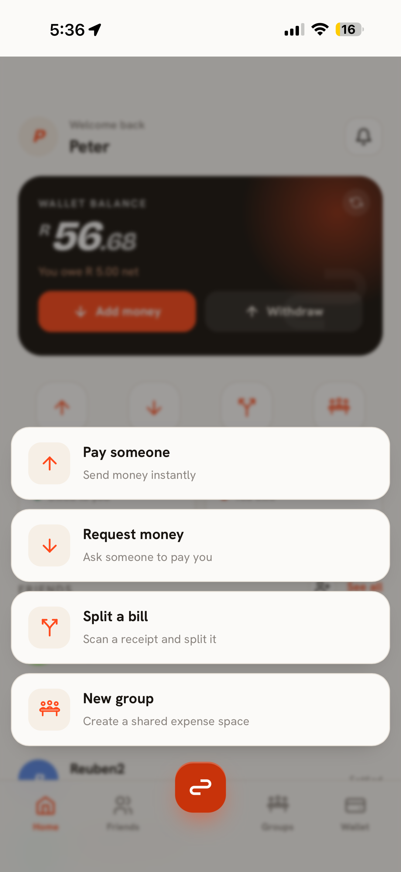 Setld app home screen